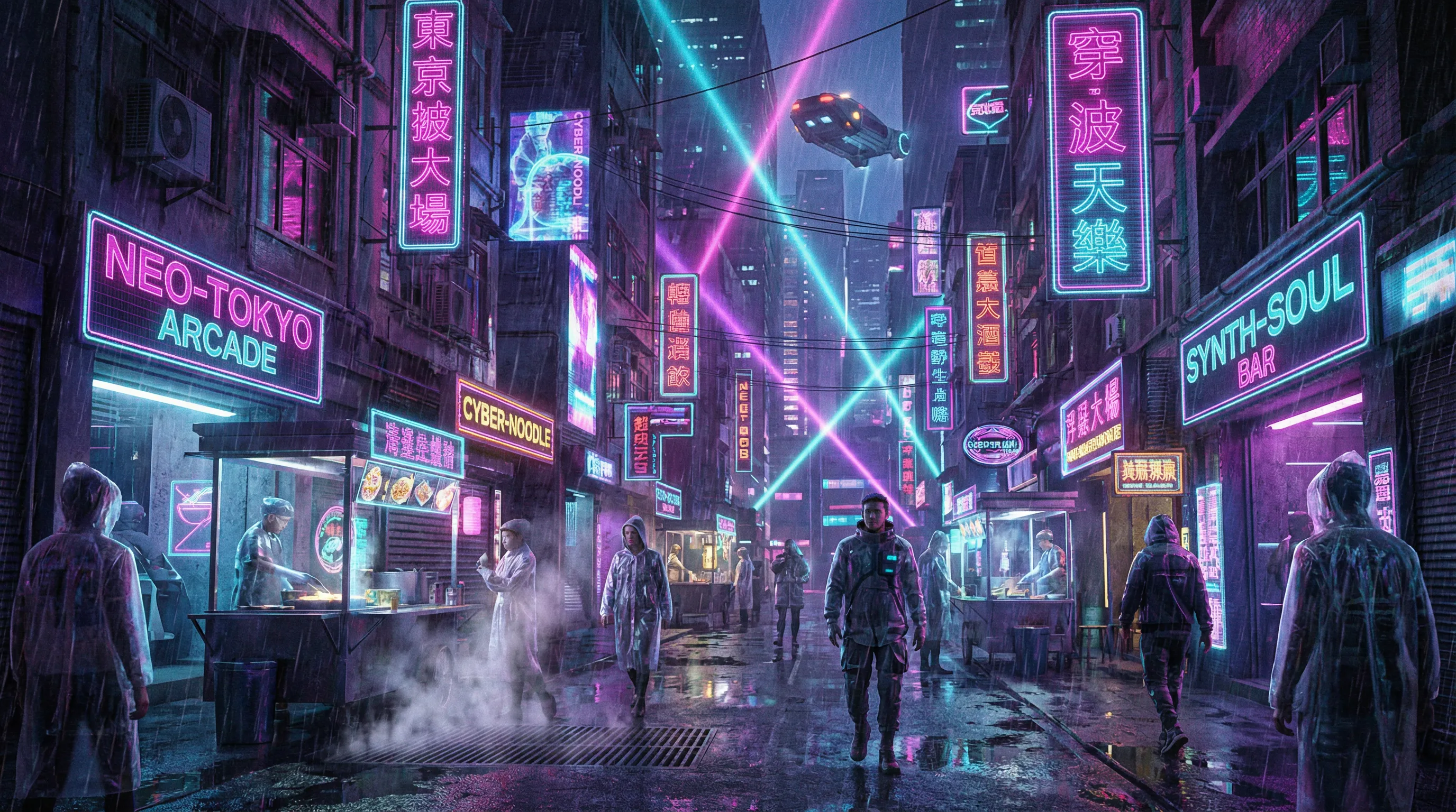 澳门新葡京娱乐城赛博朋克霓虹街道夜景